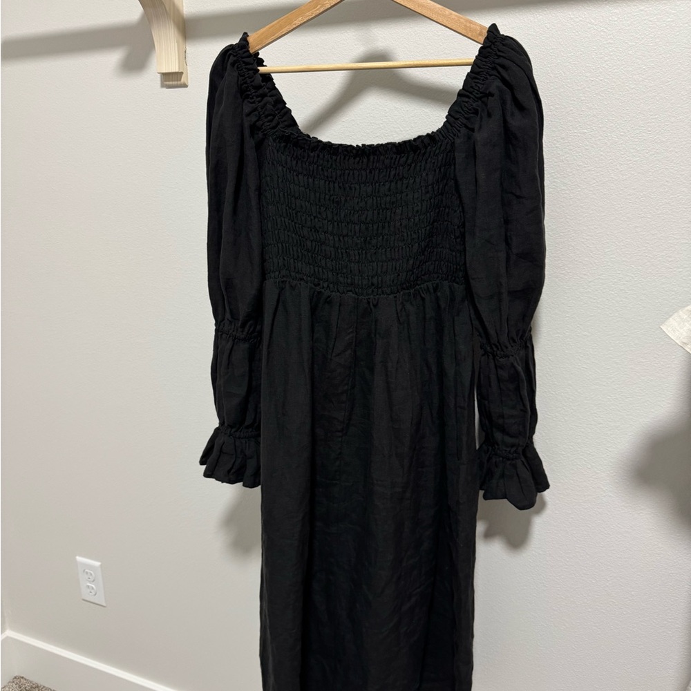 Elegant Black Smocked Dress